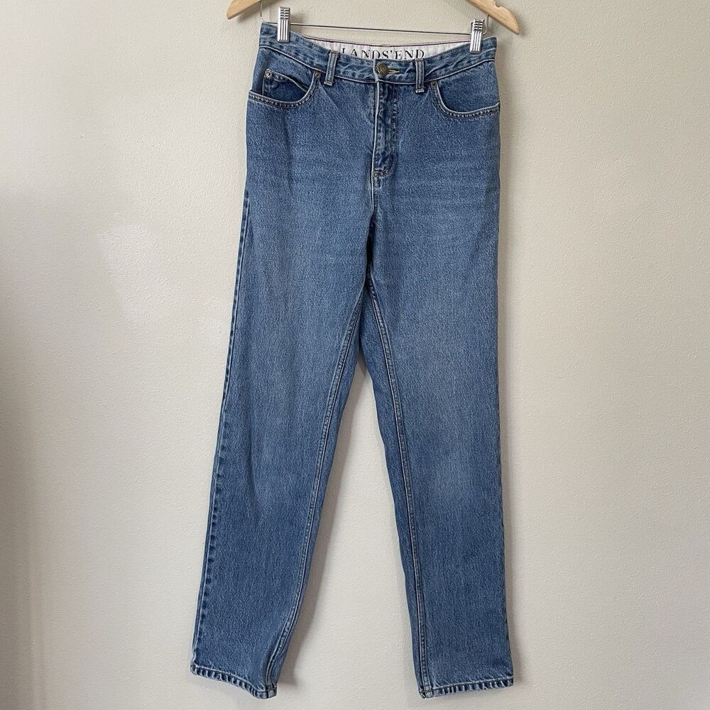 Vintage Lands End High Rise Mom Jeans Straight Tapered Leg Womens 4 28x32